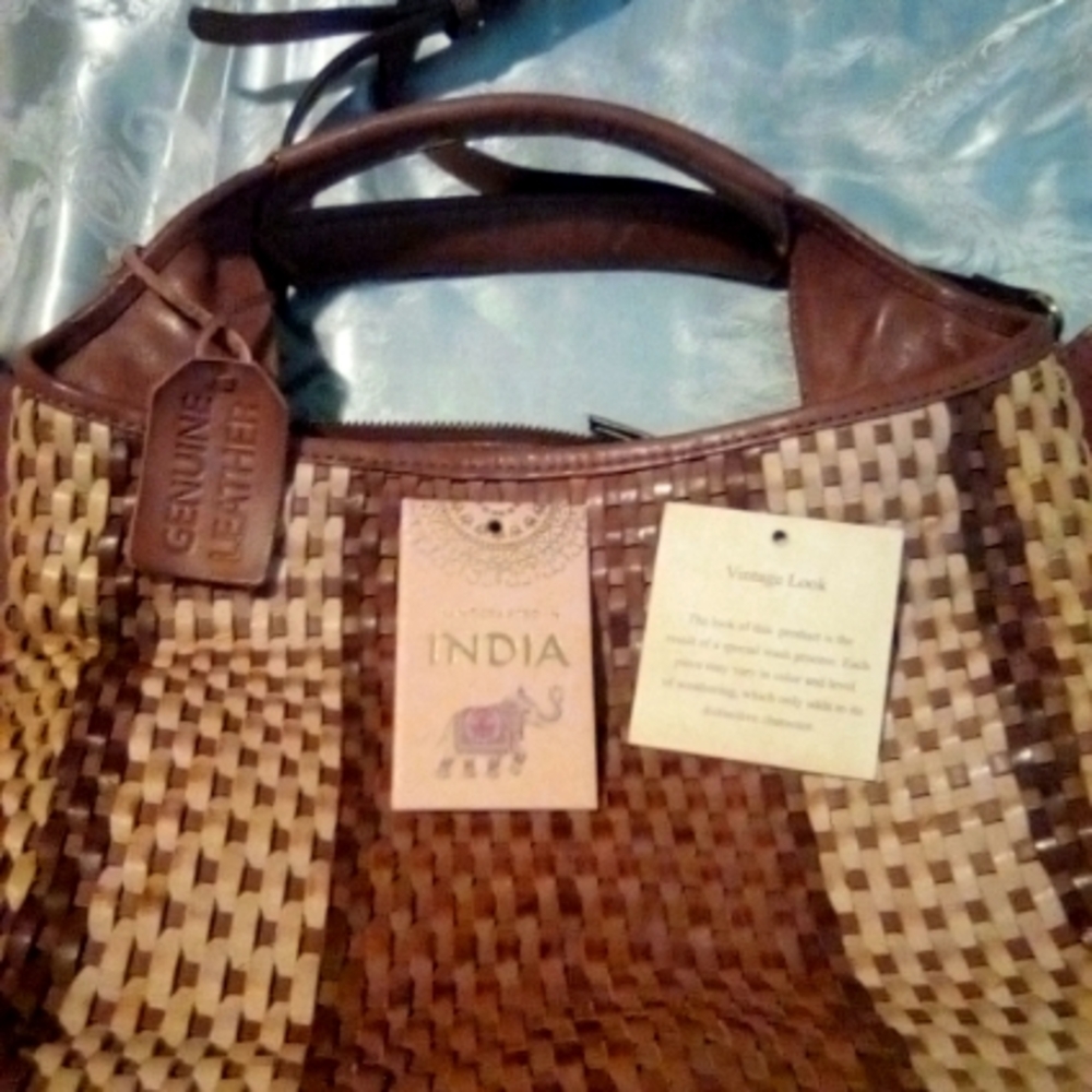 Handcrafted in INDIA, OS, Shades of Brown, Tan and Cream Crossbody